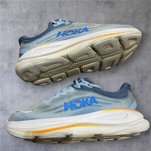 Hoka Bondi 9 Drizzle/Downpour Blue Running Walking Sneakers Men's Size 10.5 2E